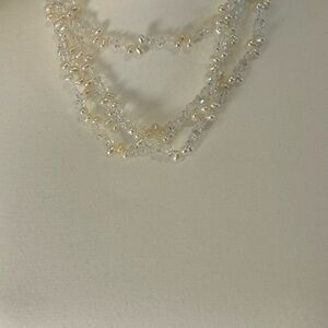 Source Unknown Cream and Silver Necklace with Cascading Strands